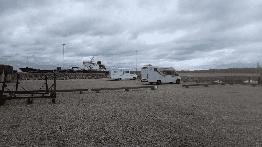 Autocamper på stranden ved Aabenraa Fjord
